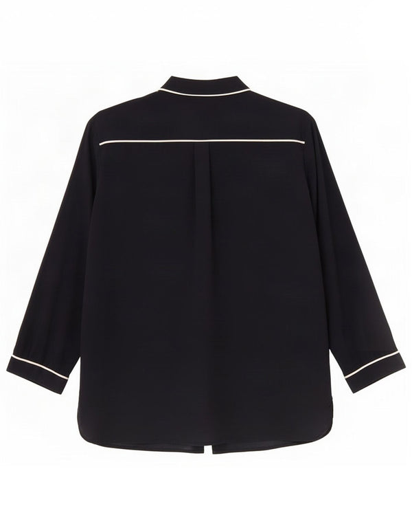 Blusa feminina Marina Yachting Reino Unido 16 grande seda azul marinho