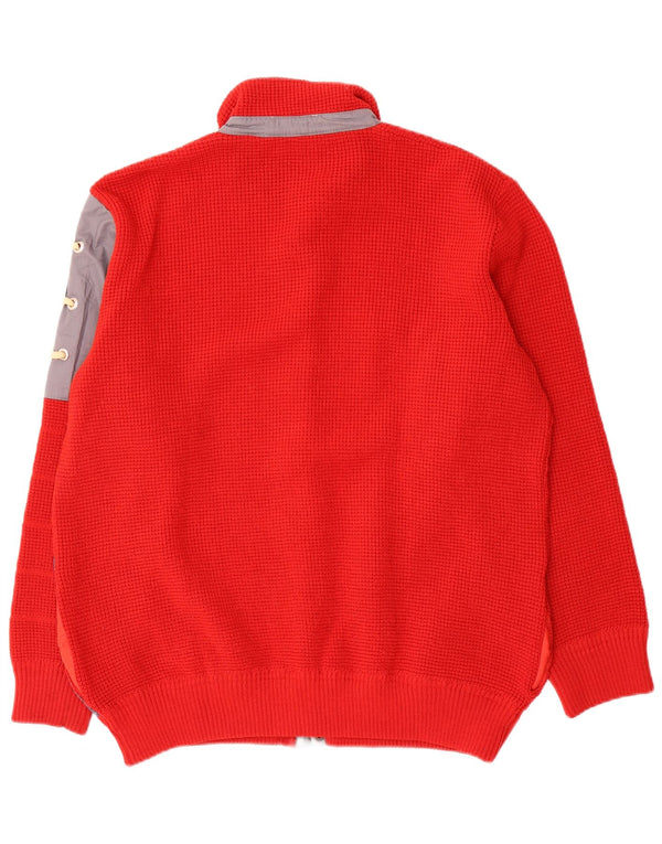 Suéter cardigã masculino Azzurra Regular Fit grande bloco colorido vermelho