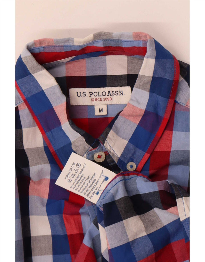 US Polo Assn. Camisa masculina de algodão guingão multicolorido médio