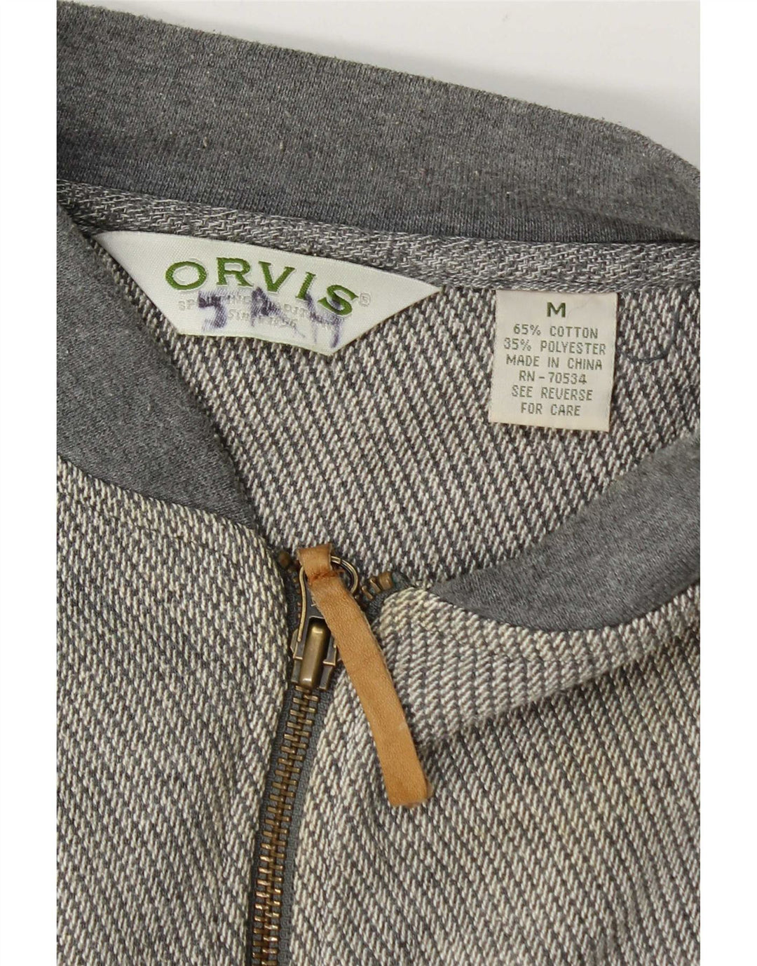 Orvis Mens Tracksuit Top Jacket Algodão Cinza Médio