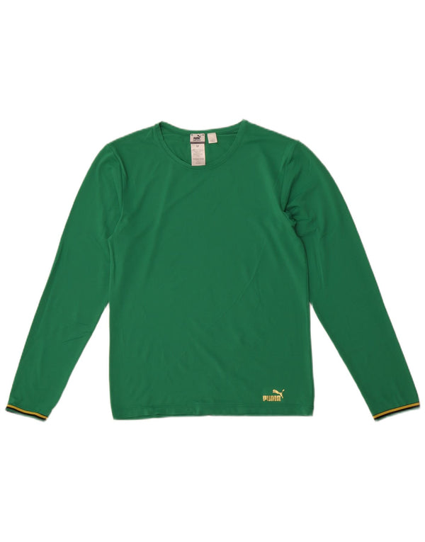 Top feminino Puma manga comprida UK 12 nylon verde médio