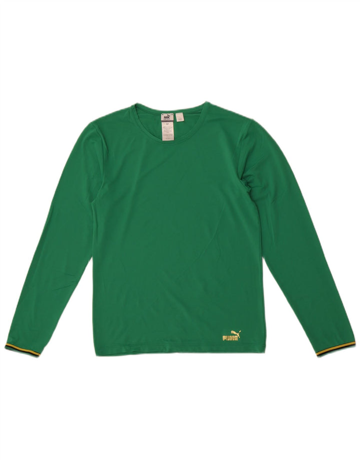 Top feminino Puma manga comprida UK 12 nylon verde médio
