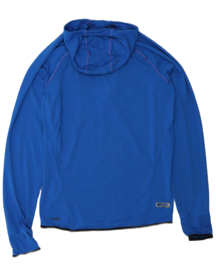 Asics Mens Hooded Zip Neck Top Manga Longa Médio Azul Poliéster