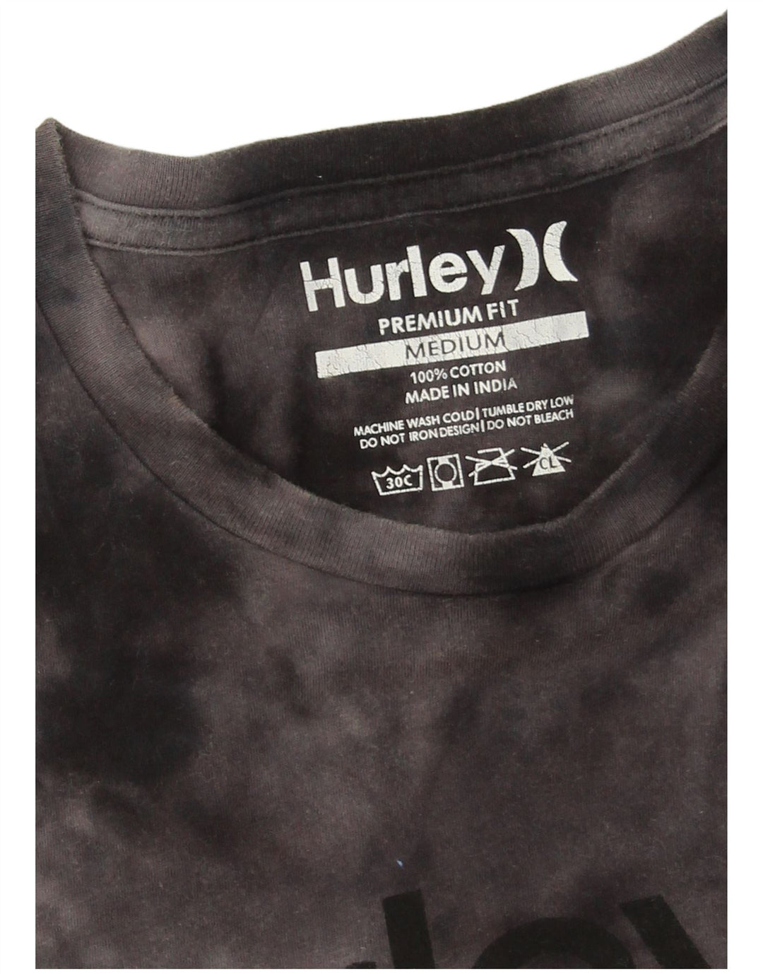 Camiseta gráfica masculina Hurley Top médio preto tie-dye algodão