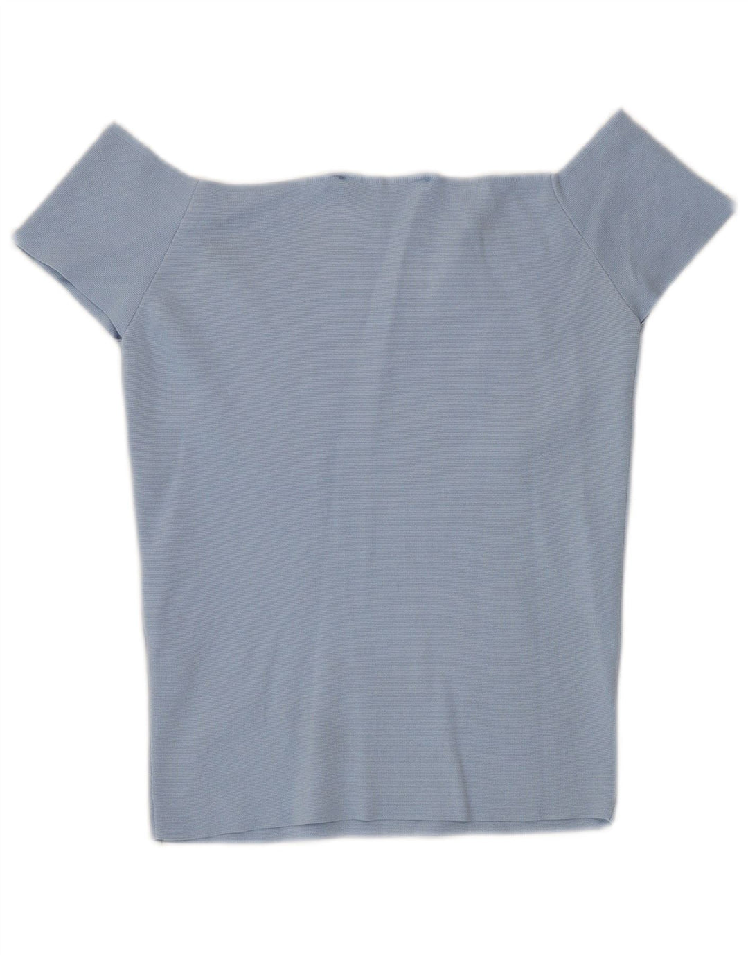 Top feminino Zara com ombro de fora UK 12 poliamida azul médio