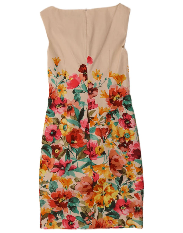 Max Mara vestido feminino sem mangas com bainha UK 10 pequeno off white floral