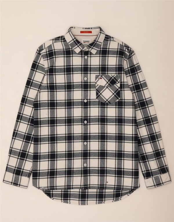 Camisa masculina de flanela Tommy Hilfiger Regular Fit grande algodão xadrez azul marinho
