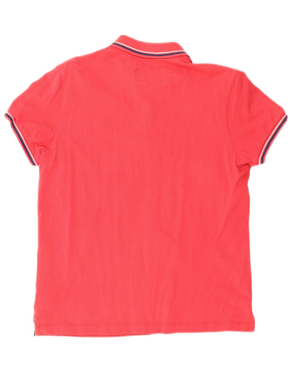 Camisa polo masculina de ajuste fino Henry Cottons algodão listrado vermelho médio