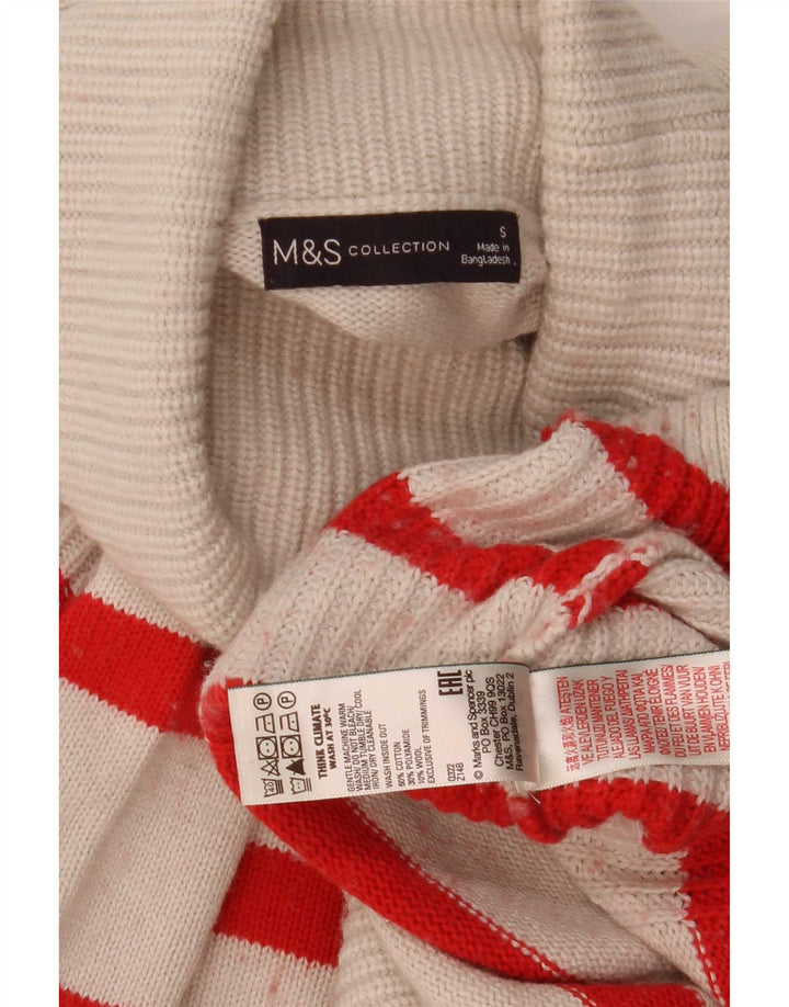Suéter feminino Marks & Spencer com gola redonda e listrado branco pequeno Reino Unido 10