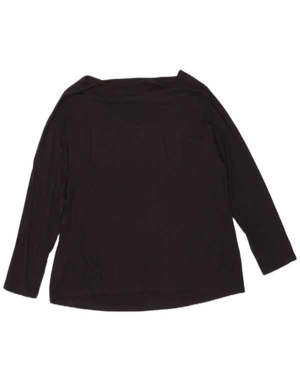 Top feminino Perte by Krizia com estampa abstrata manga comprida UK 18 XL preto