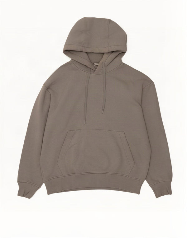 Zara Mens Loose Fit Hoodie Jumper Médio Algodão Cinza