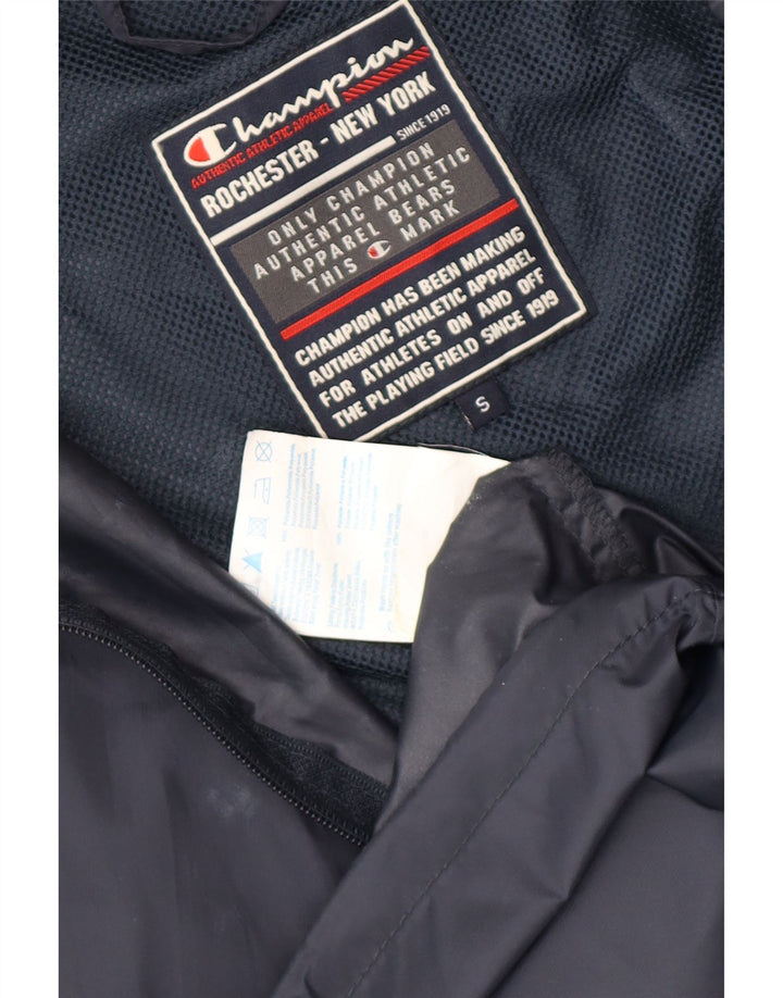 Jaqueta de chuva masculina com capuz Champion UK 36 pequena azul marinho poliamida