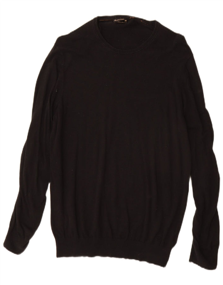 Suéter masculino Massimo Dutti com gola canoa e algodão preto pequeno