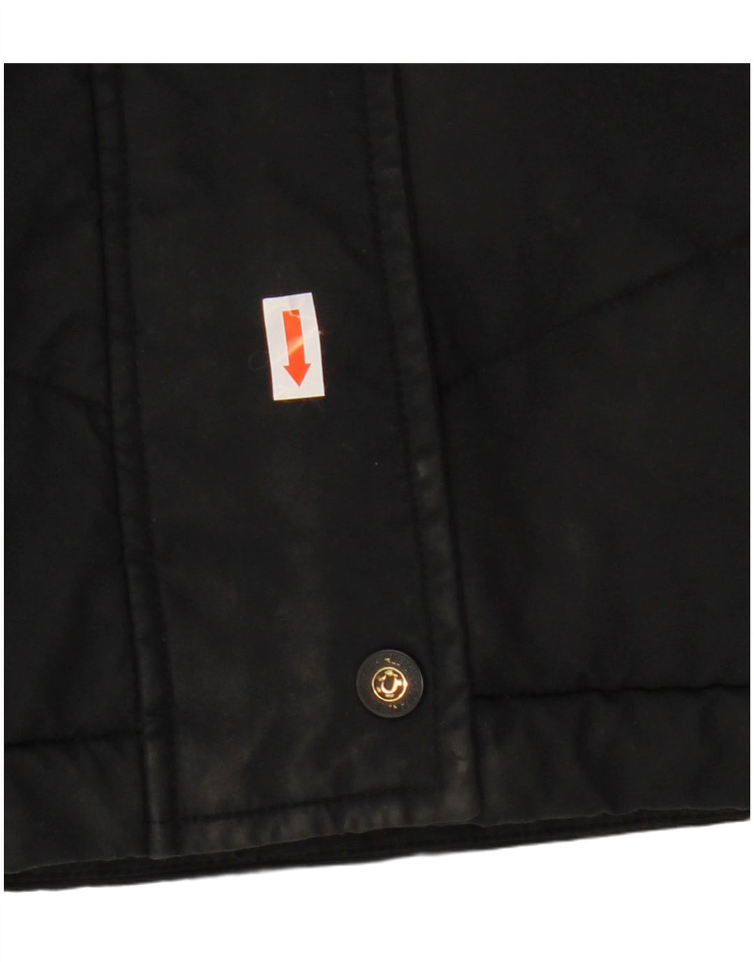 Jaqueta acolchoada feminina TRUE RELIGION UK 16 grande poliéster preto