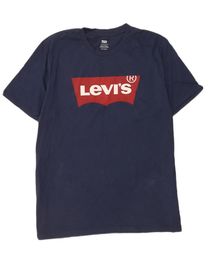 Camiseta gráfica masculina Levi's Top 2XL algodão azul marinho