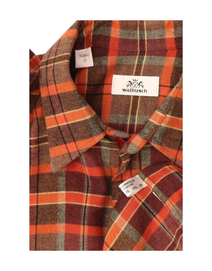 Camisa masculina de flanela Walbusch tamanho 42 grande algodão xadrez multicolorido