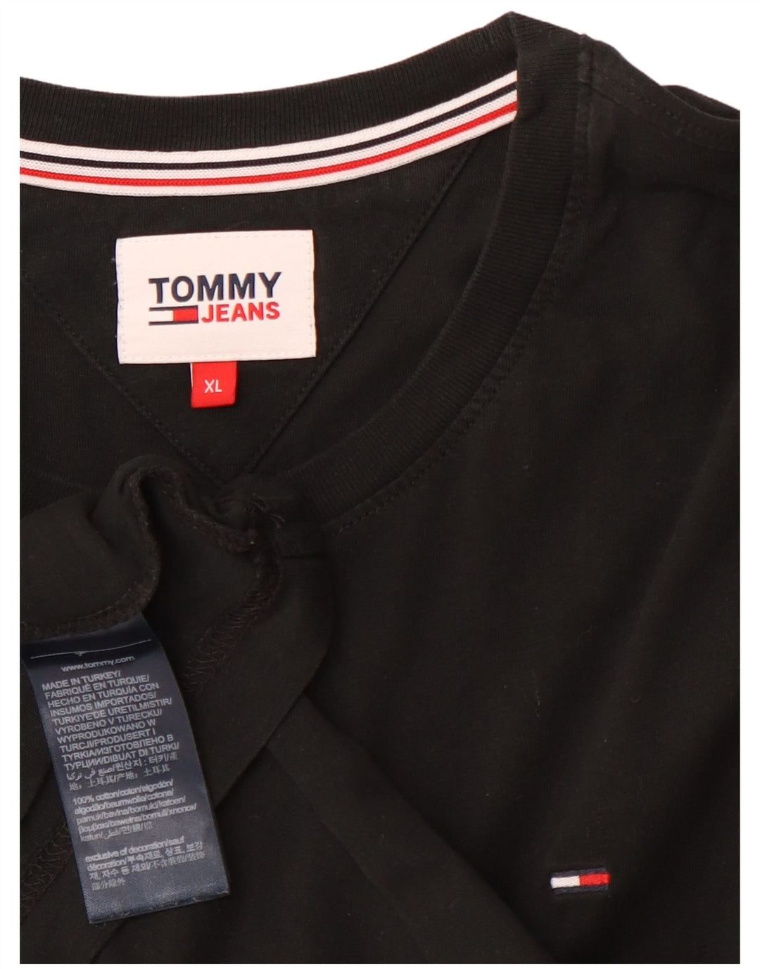 TOMMY HILFIGER Camiseta masculina Top XL algodão preto
