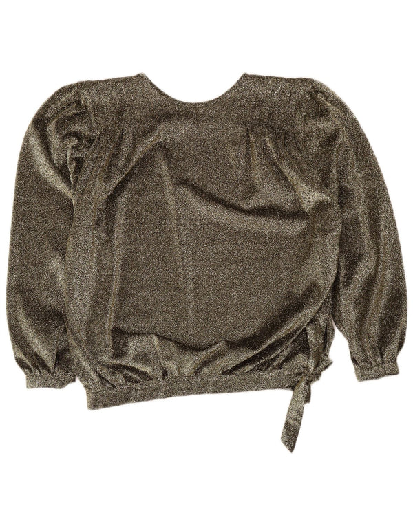 Blusa feminina vintage com ajuste relaxado Reino Unido 18 XL dourado salpicado