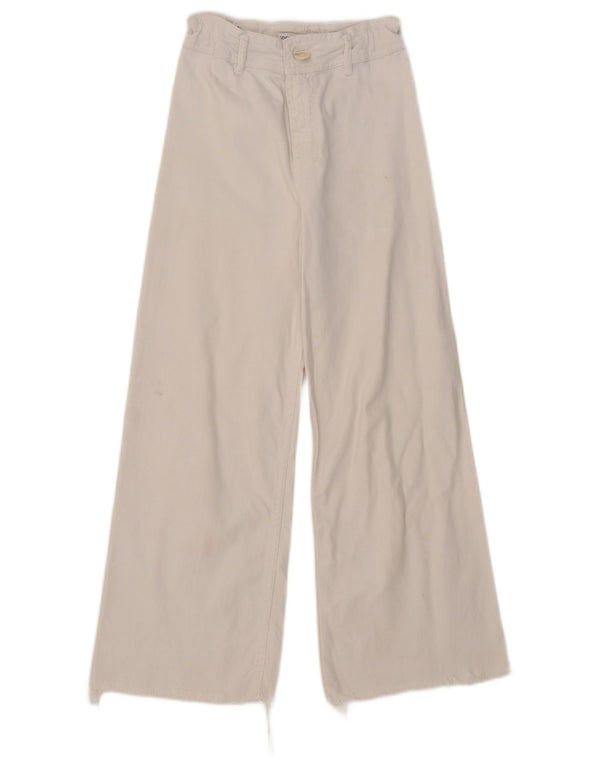 Zara Girls Jeans de cintura alta com perna larga 13-14 anos W25 L24 Branco