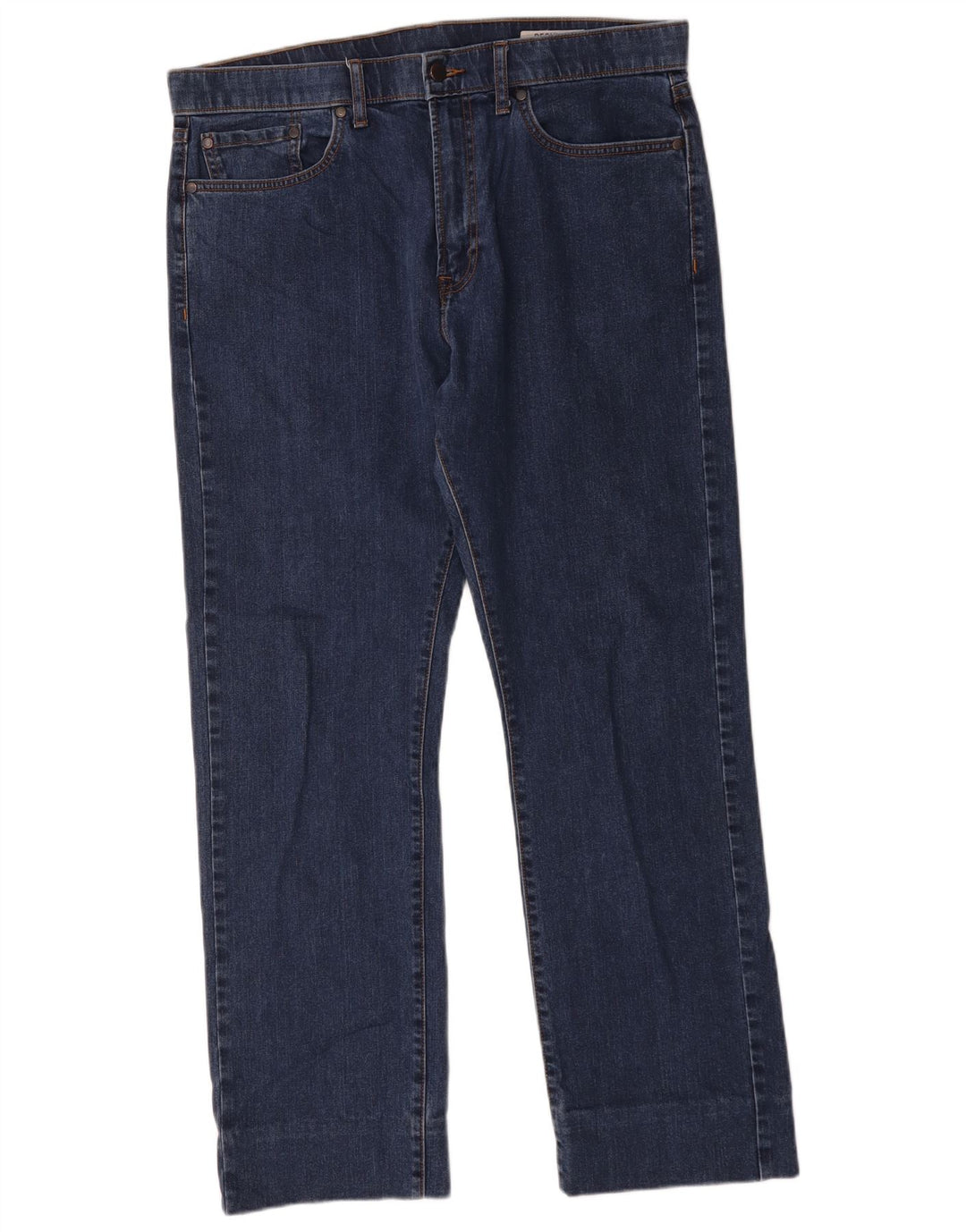 Calça jeans reta regular feminina Marks & Spencer W36 L29 algodão azul