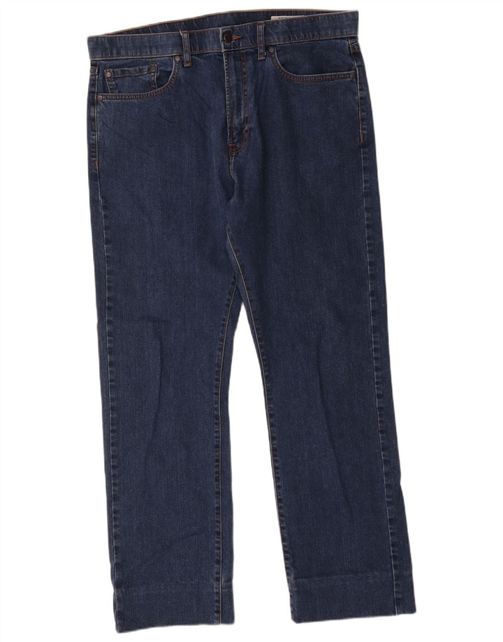 Calça jeans reta regular feminina Marks & Spencer W36 L29 algodão azul