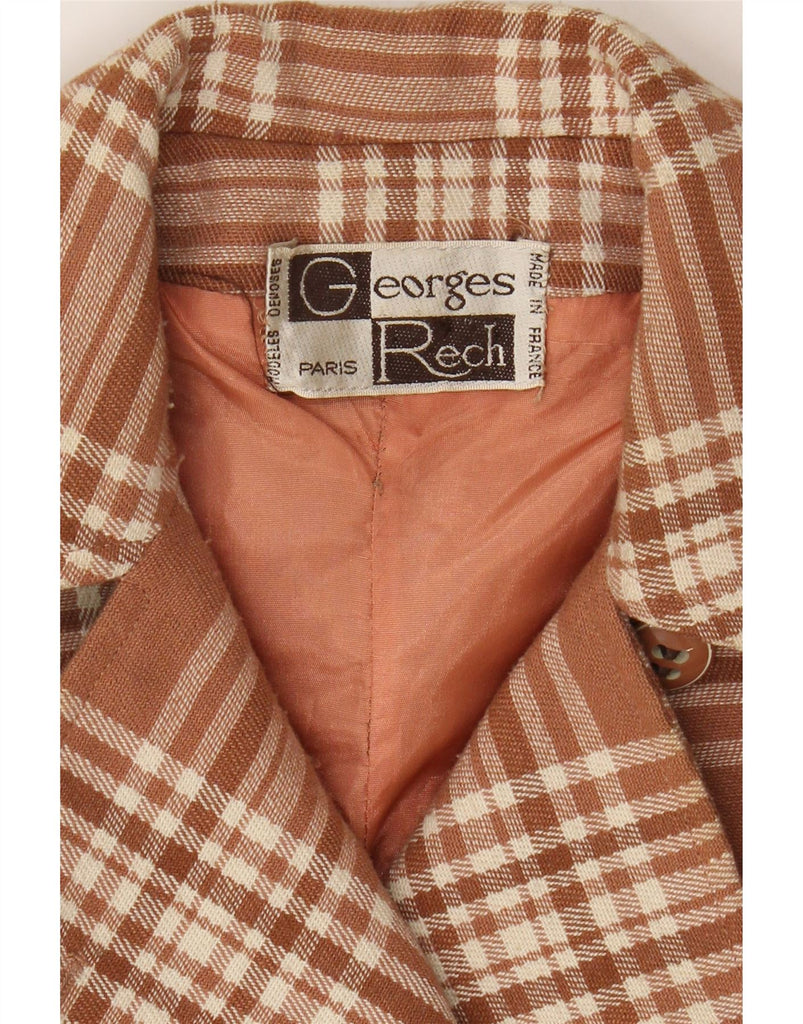 GEORGES RECH Womens Double Breasted Coat UK 10 Small Brown Check Vintage Georges Rech and Second-Hand Georges Rech from Messina Hembry 