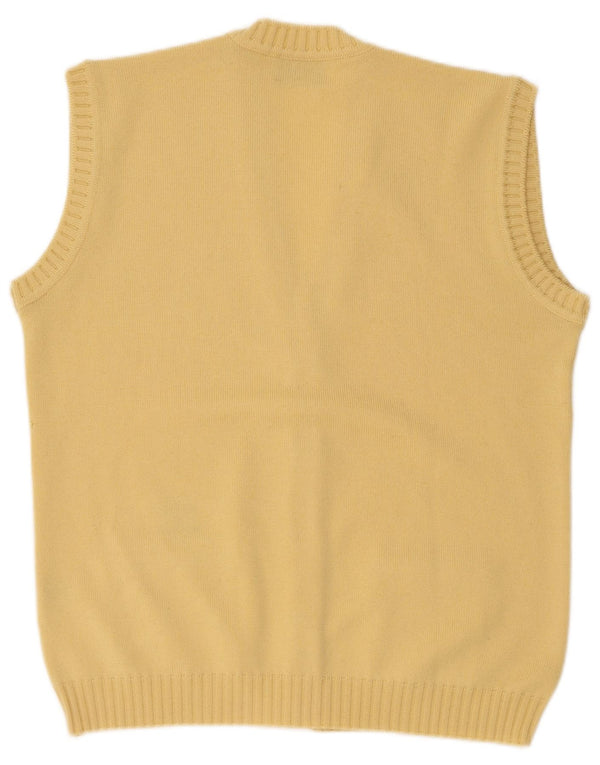 Suéter cardigã feminino sem mangas Woods & Irons EU 44 XL lã amarela