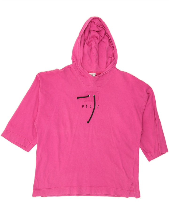 BELFE Womens Hooded Top 3/4 Sleeve UK 18 XL  Pink Cotton Vintage Belfe and Second-Hand Belfe from Messina Hembry 