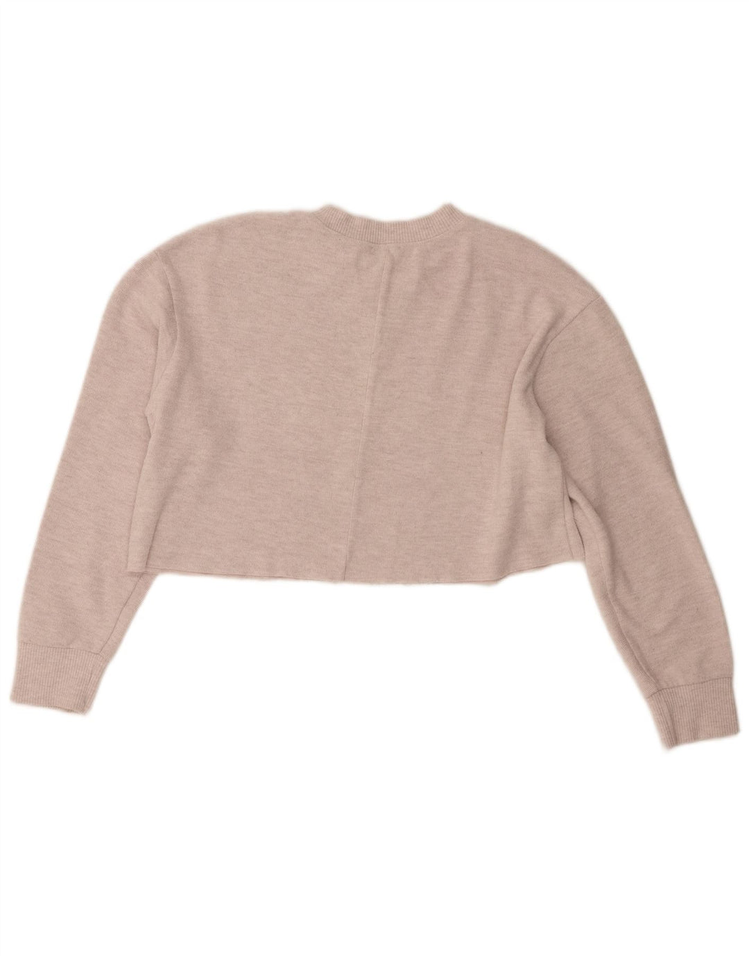 Zara Crop Top Feminino Manga Longa Reino Unido 14 Poliéster Bege Médio