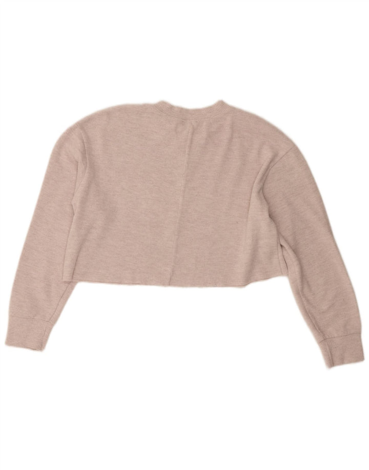 Zara Crop Top Feminino Manga Longa Reino Unido 14 Poliéster Bege Médio