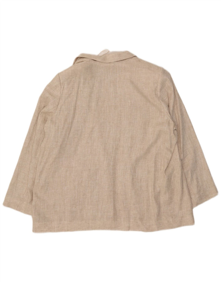 Jaqueta blazer aberta feminina MARKS & SPENCER Reino Unido 20 2XL linho bege