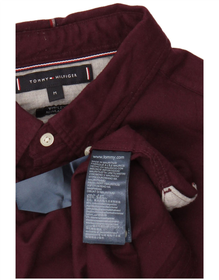 Camisa masculina Tommy Hilfiger Regular Fit média algodão Borgonha