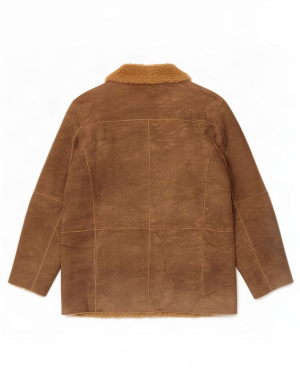 Jaqueta de couro Sherpa masculina Gas UK 40 grande bege