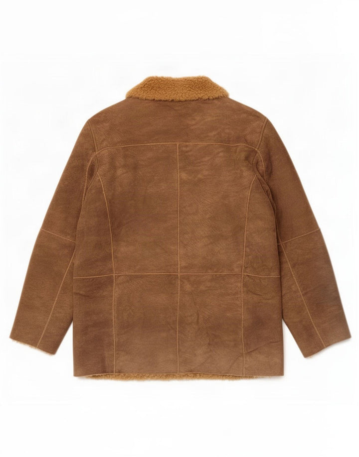 Jaqueta de couro Sherpa masculina Gas UK 40 grande bege