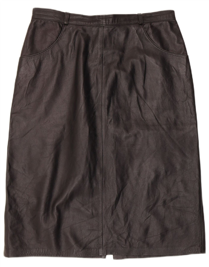 Saia de couro feminina vintage W32 grande preta