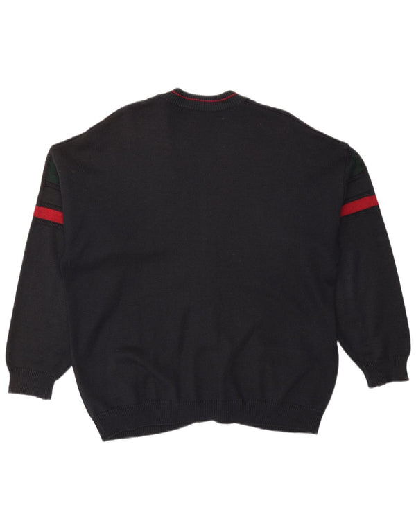 Suéter Cardigan Masculino Vintage XL Preto Colorblock