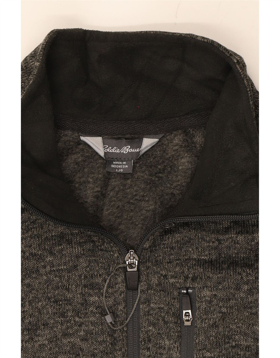 EDDIE BAUER Mens Zip Neck Sweatshirt Jumper Large Grey Flecked Vintage Eddie Bauer and Second-Hand Eddie Bauer from Messina Hembry 