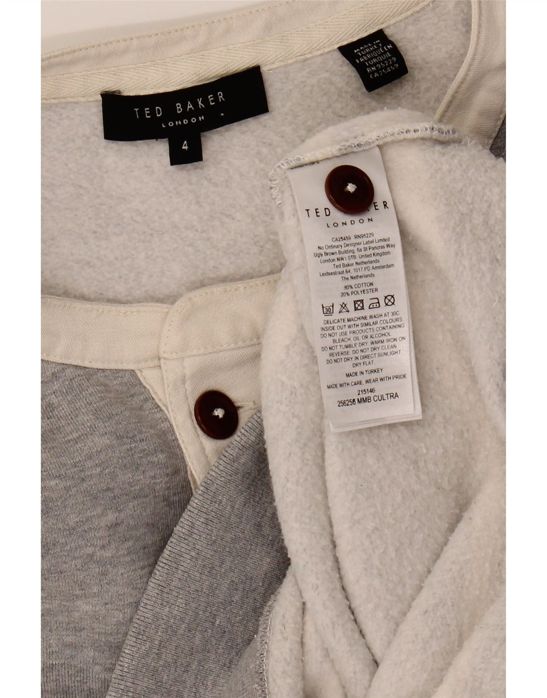 Moletom masculino TED BAKER tamanho 4 grande cinza colorblock algodão