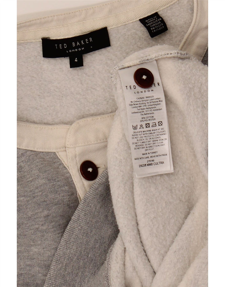 Moletom masculino TED BAKER tamanho 4 grande cinza colorblock algodão