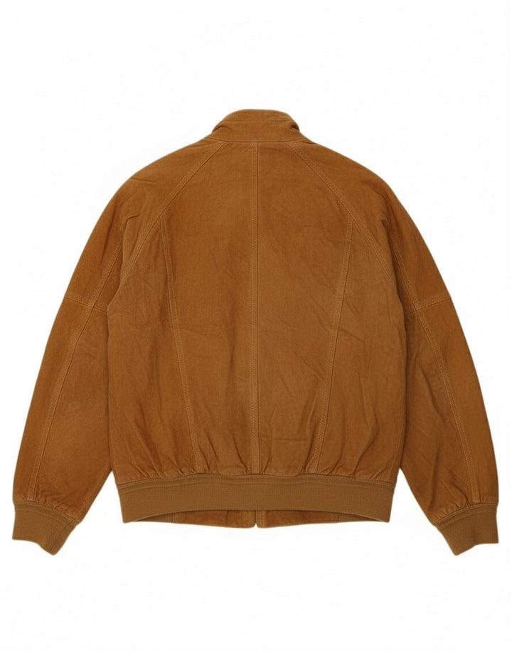 Jaqueta bomber masculina VINTAGE de camurça UK 36 pequena marrom