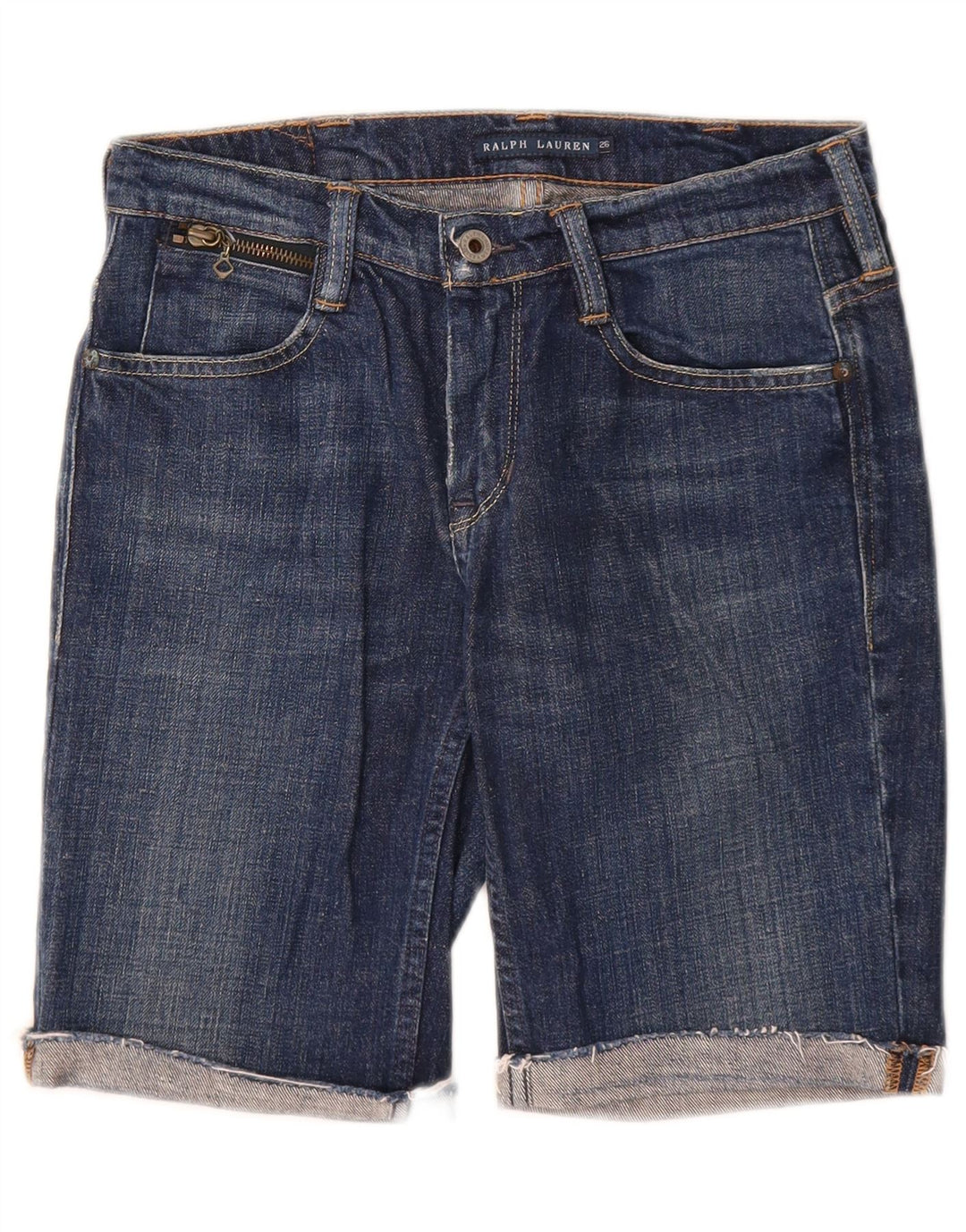 Shorts jeans feminino Ralph Lauren W26 pequeno algodão azul marinho