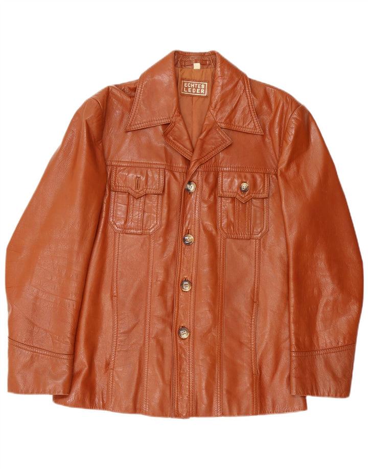 Jaqueta de couro masculina vintage UK 38 marrom médio