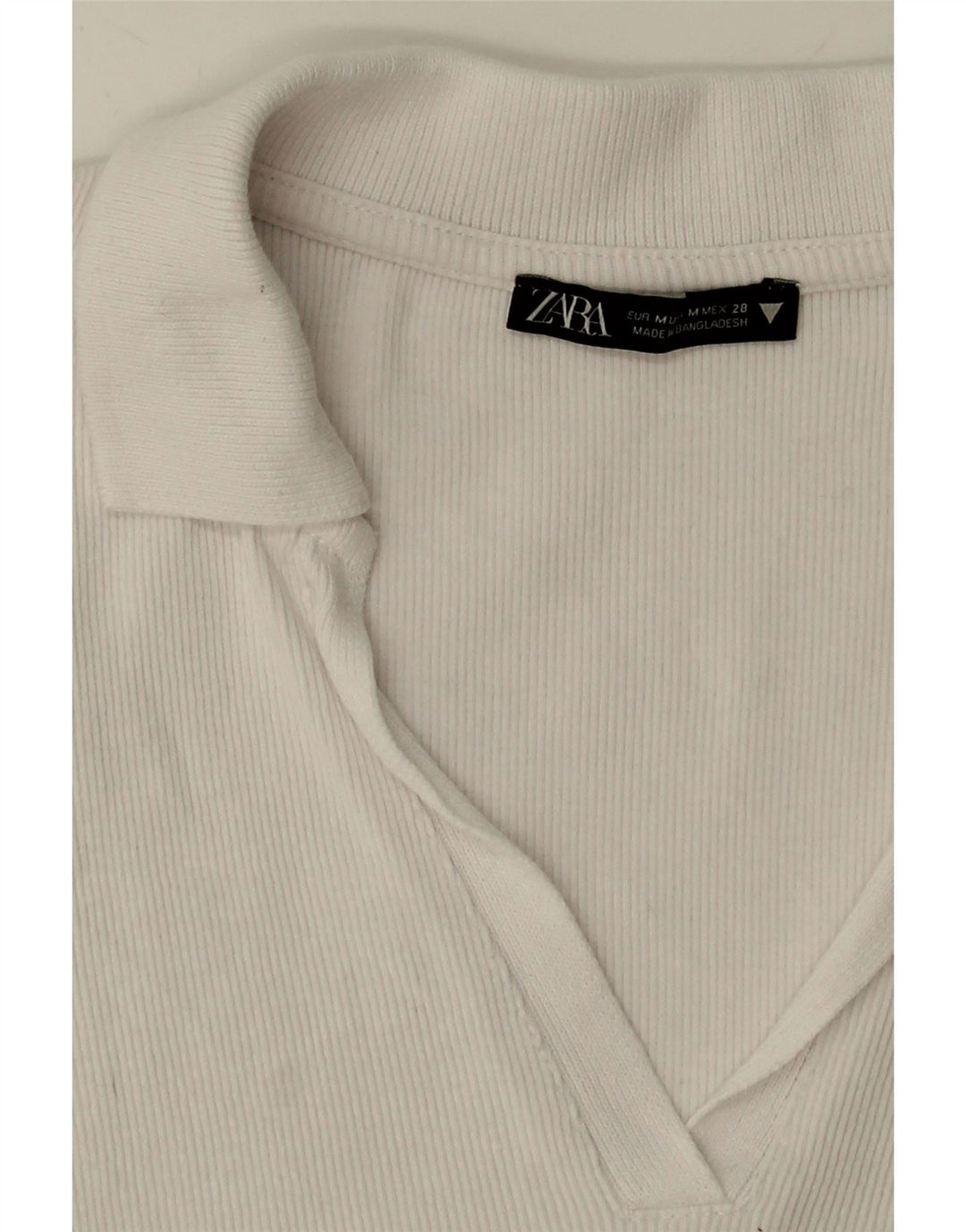 ZARA Womens Crop Polo Shirt UK 12 Medium White Vintage Zara and Second-Hand Zara from Messina Hembry 