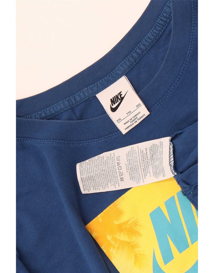 Camiseta gráfica masculina Nike Top 2XL algodão azul
