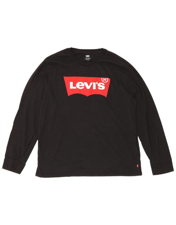 Top gráfico masculino Levi's manga comprida XL preto algodão