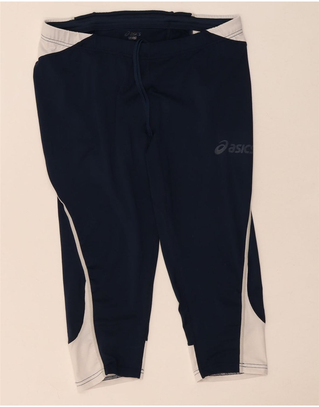 Asics Womens Capri Leggings UK 14 Médio Azul Marinho Colourblock Poliéster