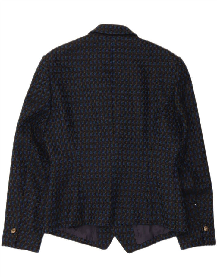 Vintage feminino UK 12 listrado preto médio