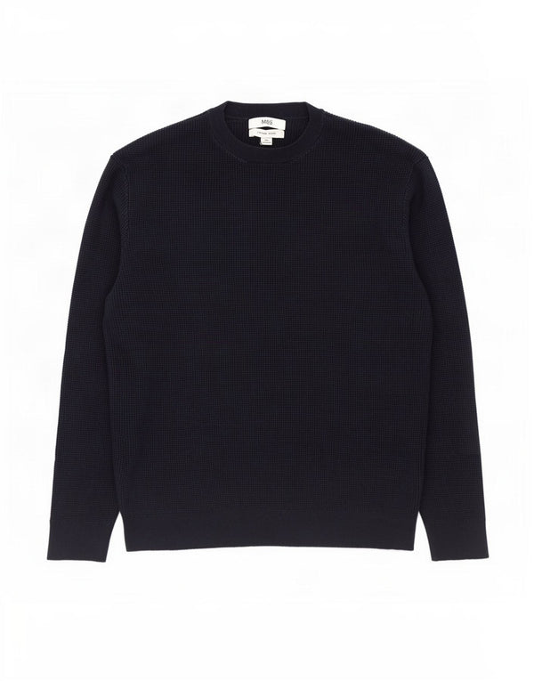 Suéter masculino Marks & Spencer com gola redonda 2XL algodão azul marinho