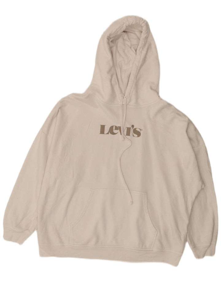 Suéter com capuz gráfico masculino Levi's grande algodão branco