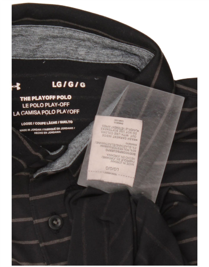 Camisa polo masculina UNDER ARMOUR grande poliéster listrado preto